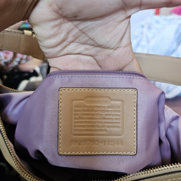 Coach Cream Leather Shoulder Bag with Gold Accents